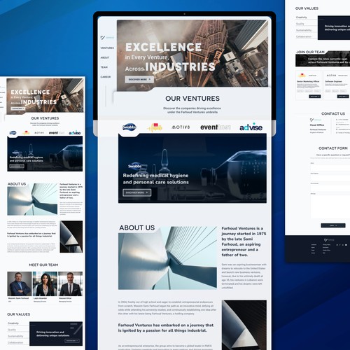 Web design and development for the holding company