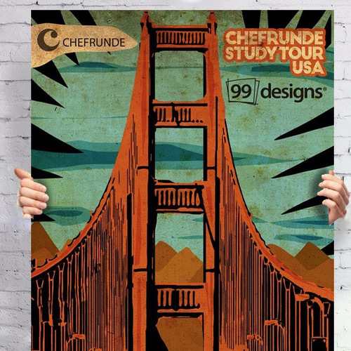 Design a retro "tour" poster for a special event at 99designs!