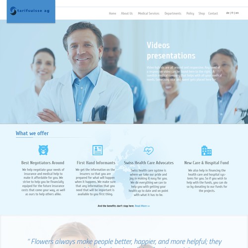 New public website for a purchasing company in the Swiss health sector.
