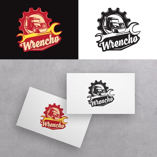 A bold logo for a heavy vehicle maintenance garage