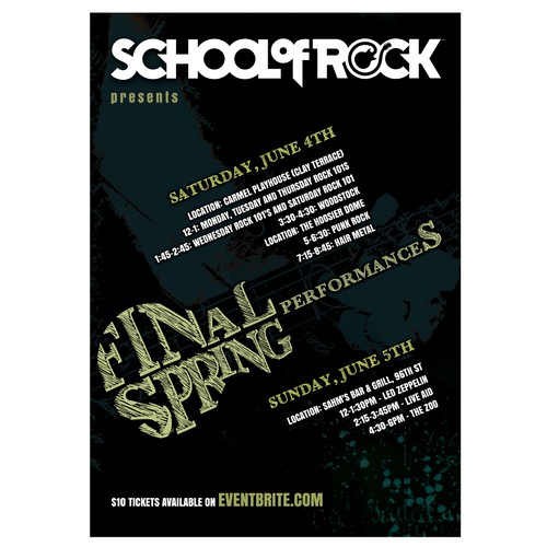 Poster design for a concert of a school of rock