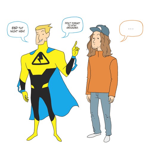 Super Hero Character Designs for Explaining Electrostatic Discharge