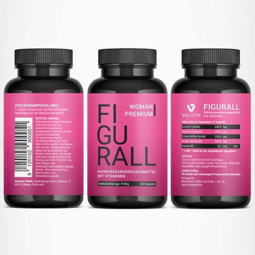 Label of a weight loss supplement for women