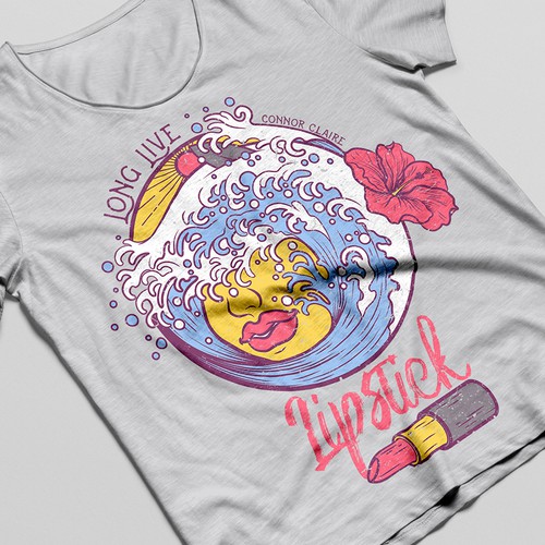 T-shirt design with a retro, surf-inspired feel