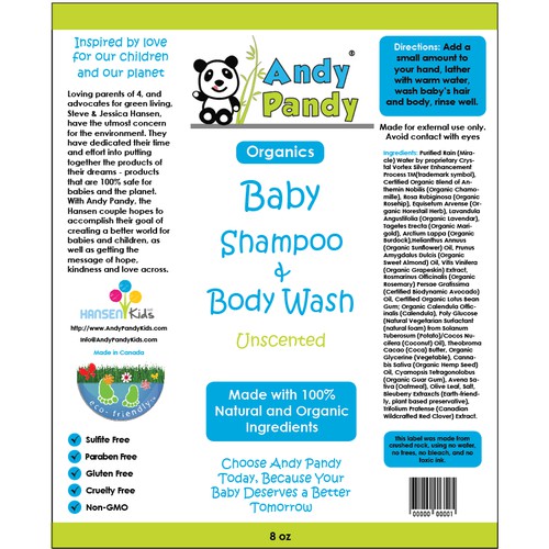 Label concept for a brand of baby wash