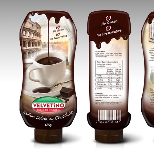 Create stylish packaging for a  classic Italian drinking chocolate