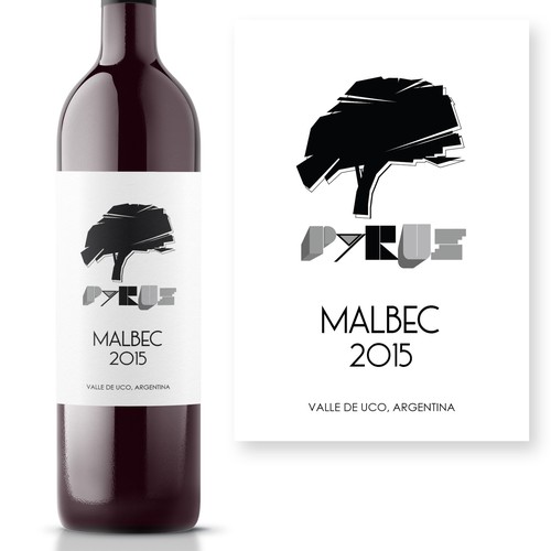 Bauhaus style hand drawn wine label