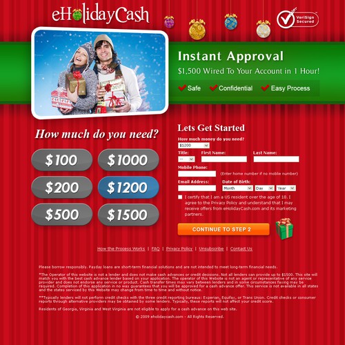 eHoliday Cash Website