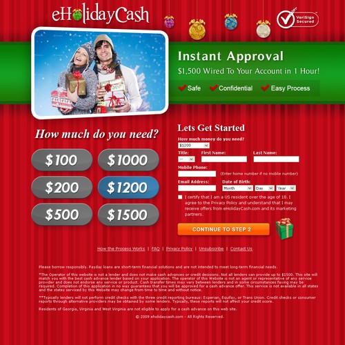 eHoliday Cash Website