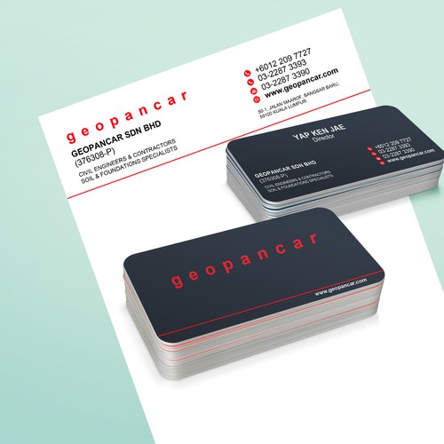 business card and letter header