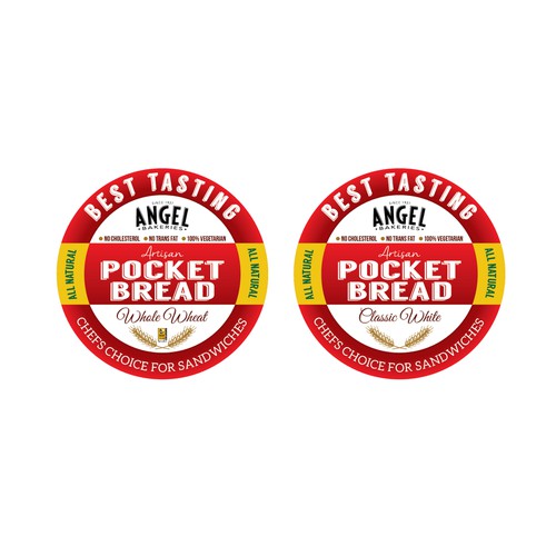 Bright, colorful label design for the best tasting artisan pocket!