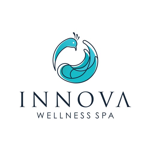 line-art modern peacock