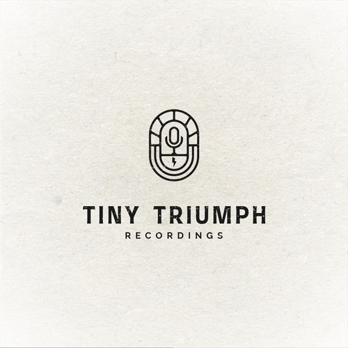 microphone podcast emblem vintage yet modern logo design