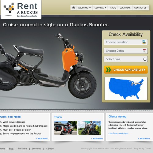 website design for Rentaruckus.com   (Scooter rental business)