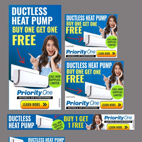 Banner ad for Priority One heating and air conditioning company USA