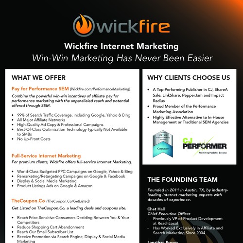 Design a Marketing One Sheet for Wickfire Internet Marketing