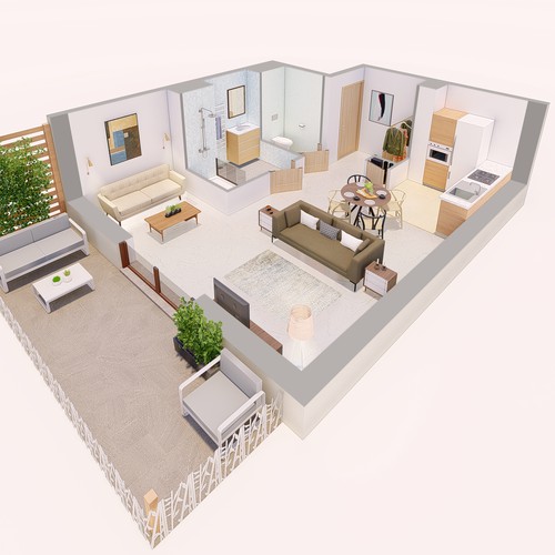 3D Apartment rendering