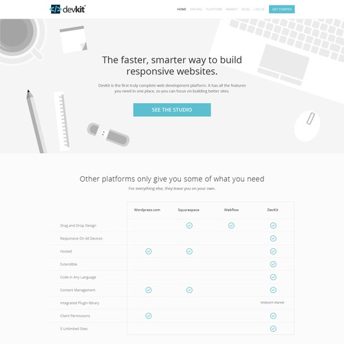 Create a responsive website for DevKit, a Moboom Product.