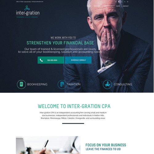 Home page design for Integration Accounting Firm.