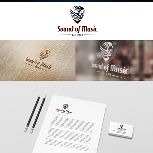 Create a classic clean logo for a music store