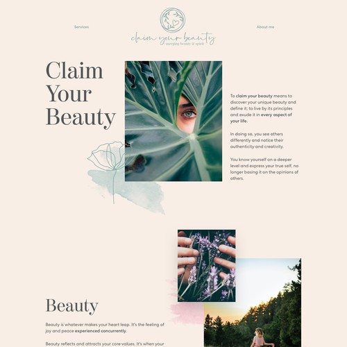 Calming, clean design for Claim Your Beauty