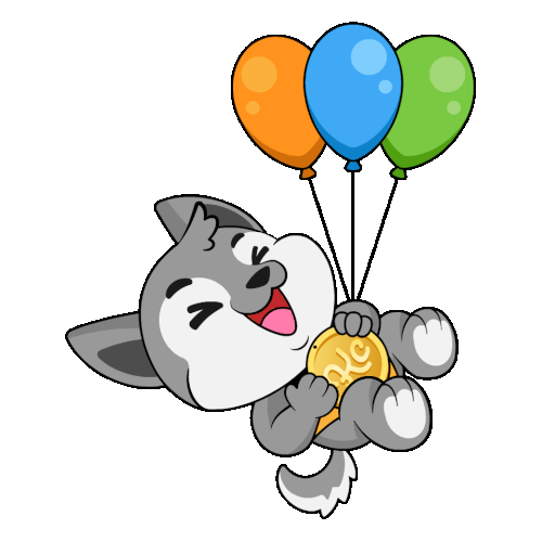 Kaizen Dog Having Fun Riding a Balloon