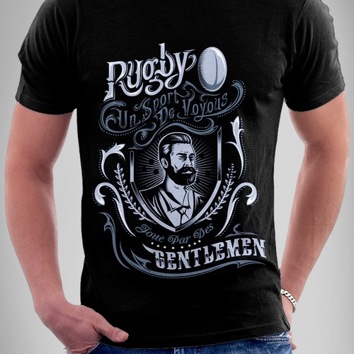 Create cool retro looking gentlemen with rugby twist tee shirt