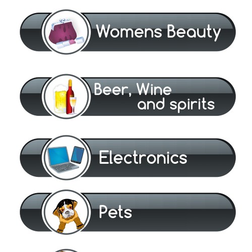 Category buttons design for Roger That Pty Ltd