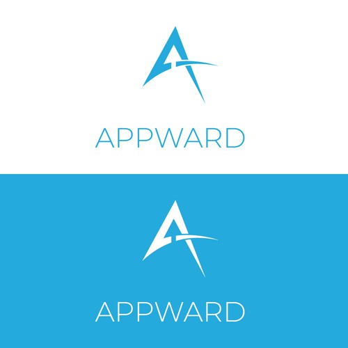 A logo with up arrow