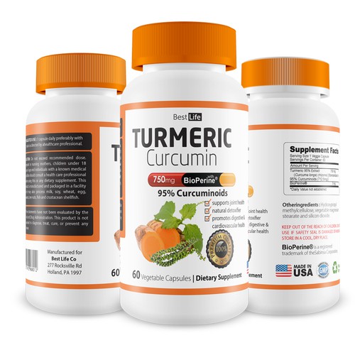 packaging label Turmeric Curcumin