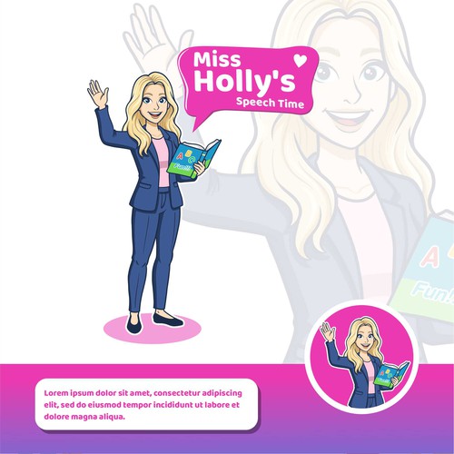 teacher woman mascot logo