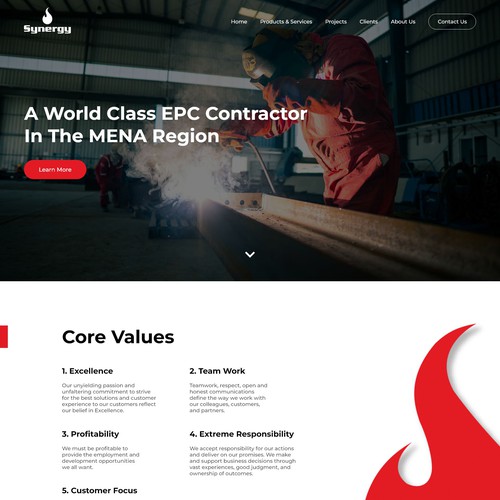 Website homepage design for oil company