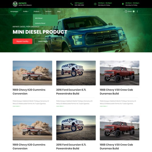 Web page design for Infinite Diesel Performance