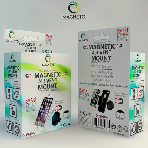 Box packaging for the Magnetic Air Vent Mount.