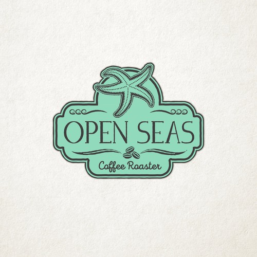 Vintage Sea Themed Design for Open Seas Coffe Roaster