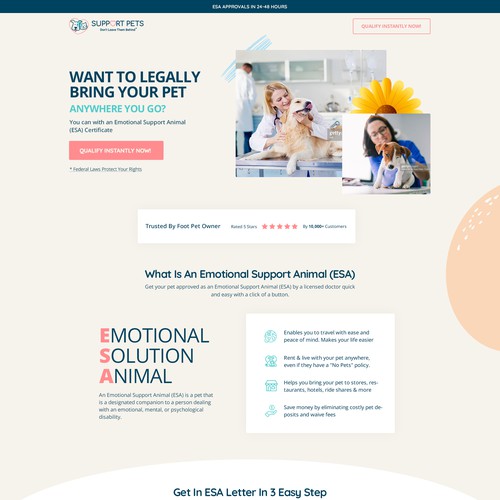 Trustworthy Emotional Support Animal Landing Page