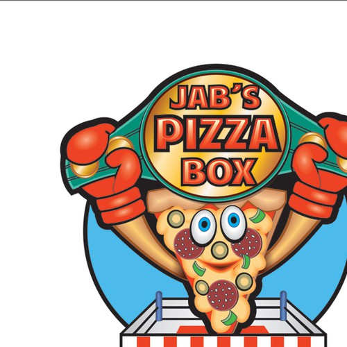 Create a fun and catchy "Boxing" themed pizza character logo for Jab's Pizza Box