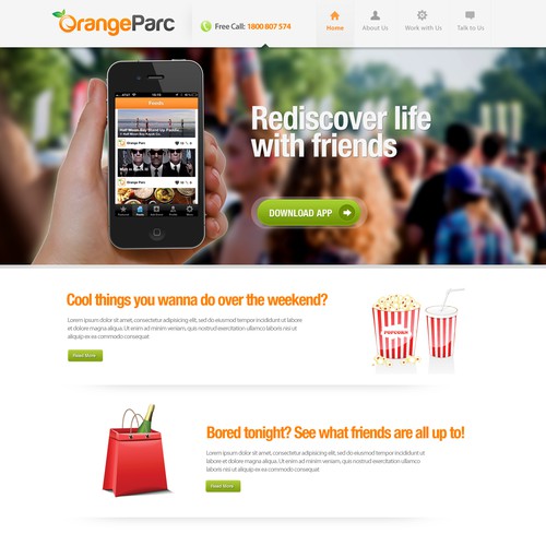 Simple but challenging Landing Page Design for OrangeParc