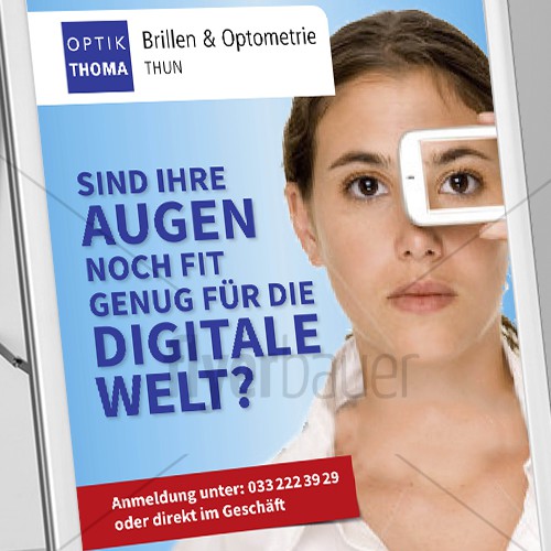 Plakat für digitalen Sehstres-Test