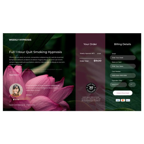 Landing Page for a Hypnosis MP3 Download