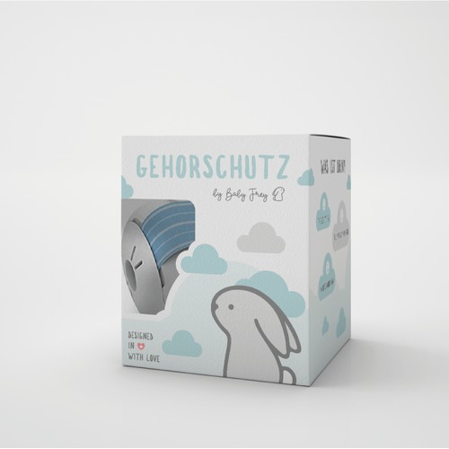 Stunning and lovely product packaging for baby ear muffs.