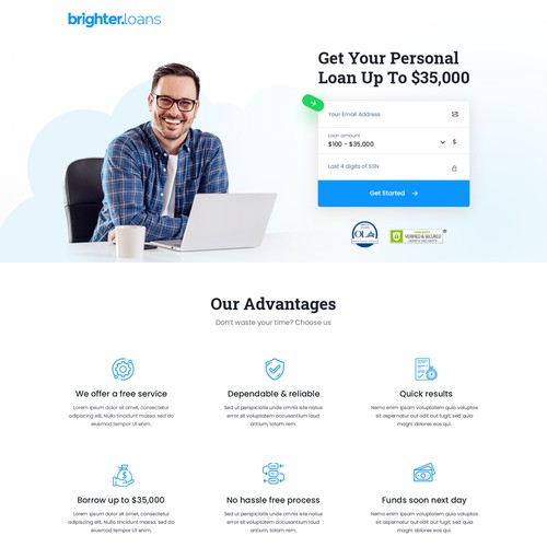 We need a new modern look for our personal loan landing page