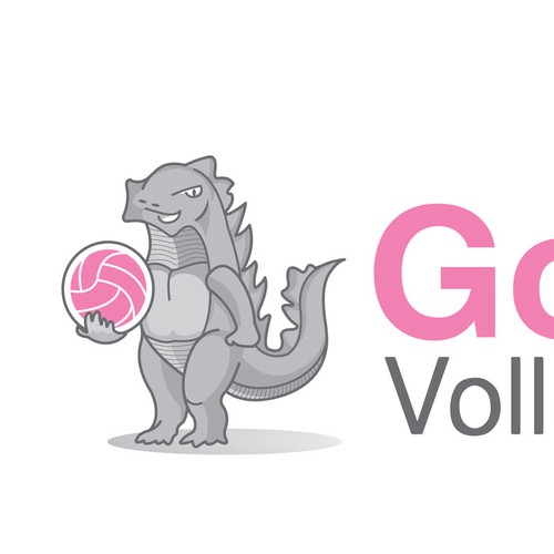 Create a logo for Godzilla Volleyball Club -- simple, professional and of course cute (but manacing)