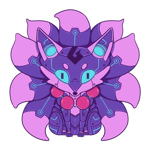 Cyberpunk fox spirit mascot