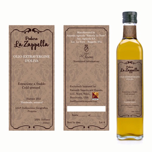 Rustic label for handmade olive oil