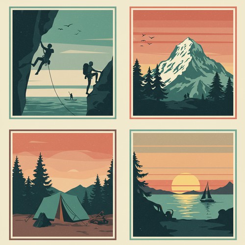 Retro mountain hiking