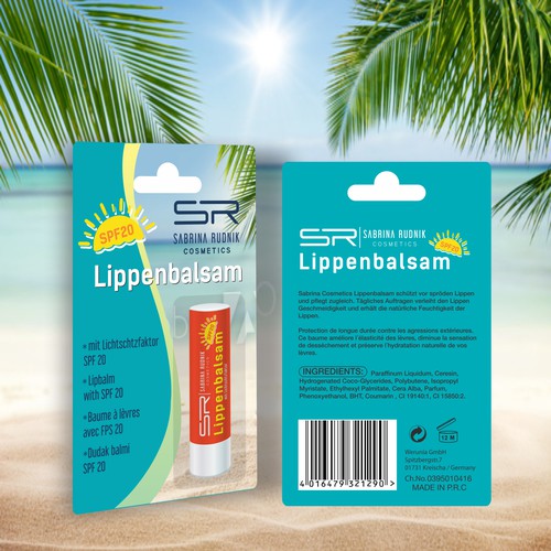 Fresh and colorful packing for lipbalm with SPF