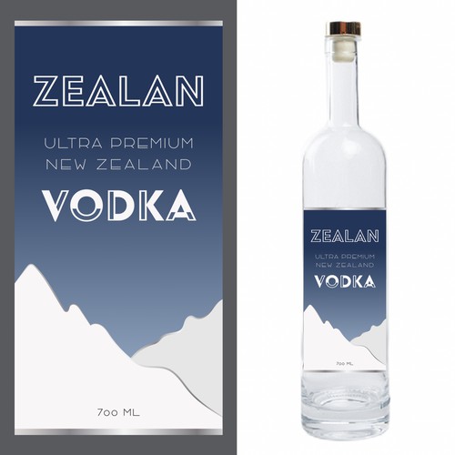 Simple and bold label design for a NZ Vodka