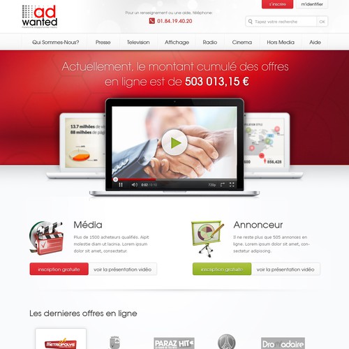 Créez la Home Page d'Adwanted, plateforme d’opportunités média