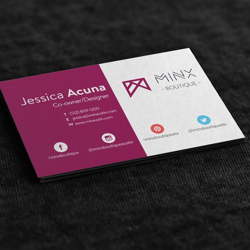 Business card concept for Minx Boutique